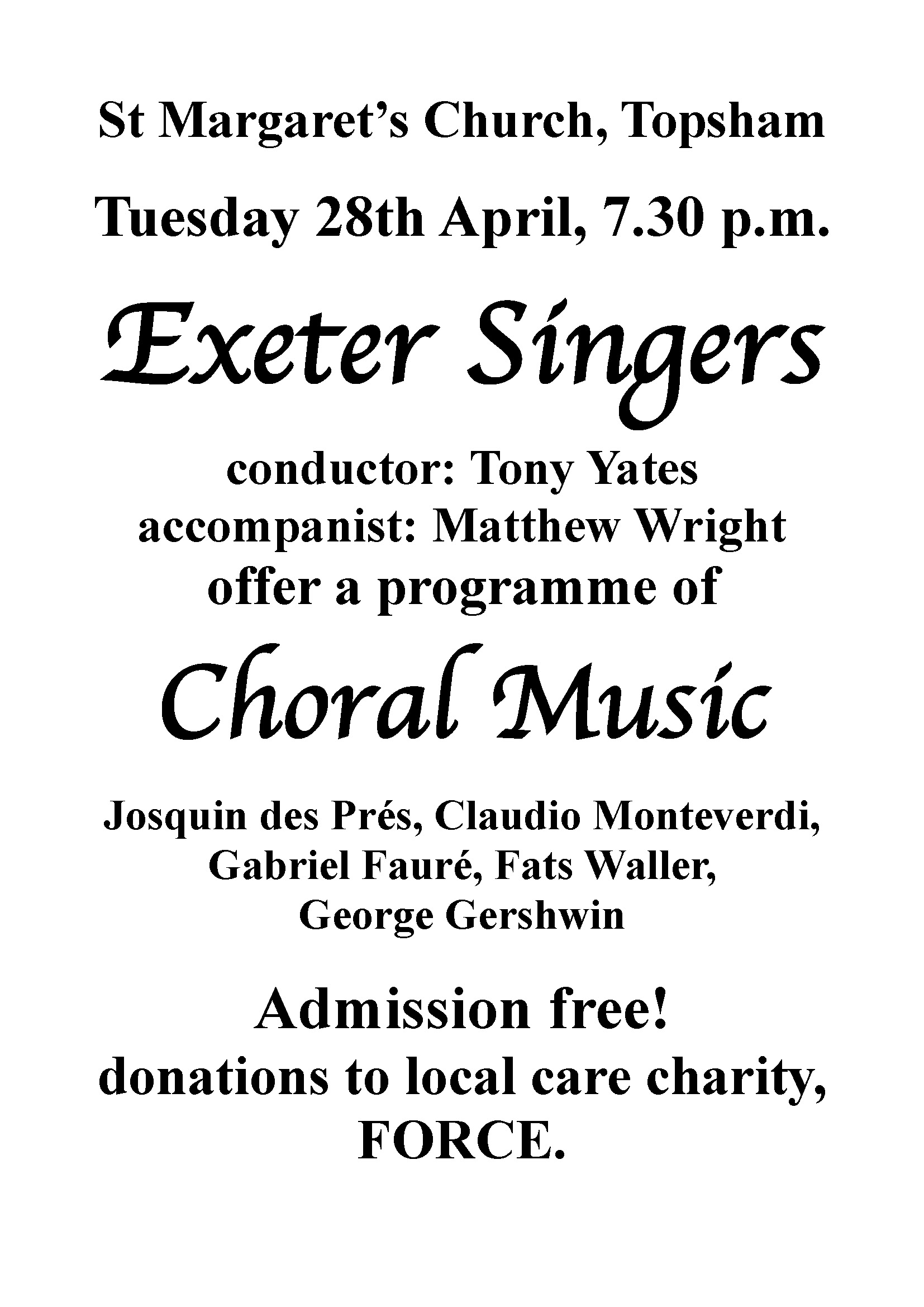 Exeter Singers Concert