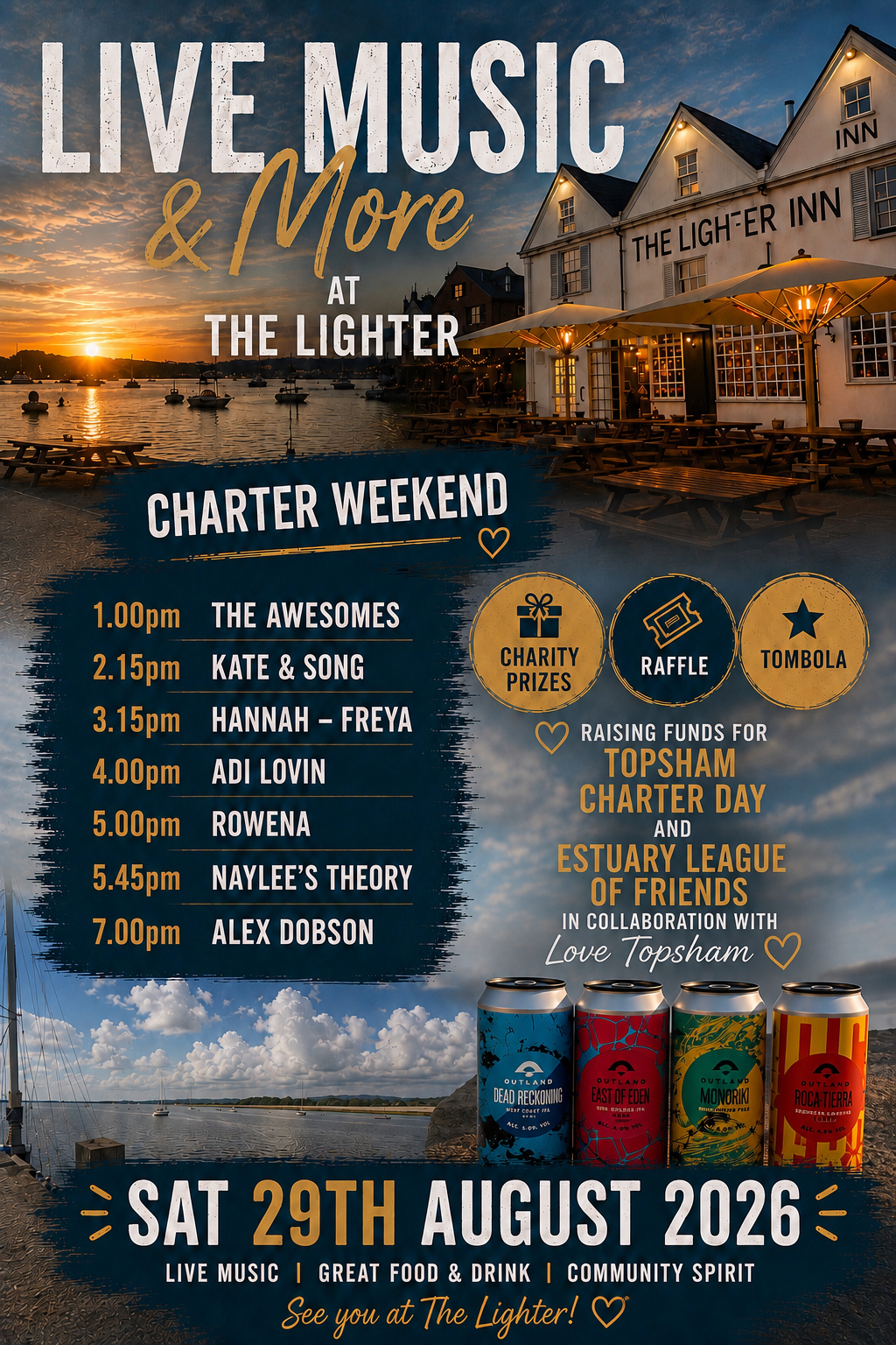 Live music at The Lighter, Topsham, poster